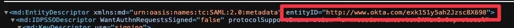 Copy the entityID attribute from the EntityDescriptor element