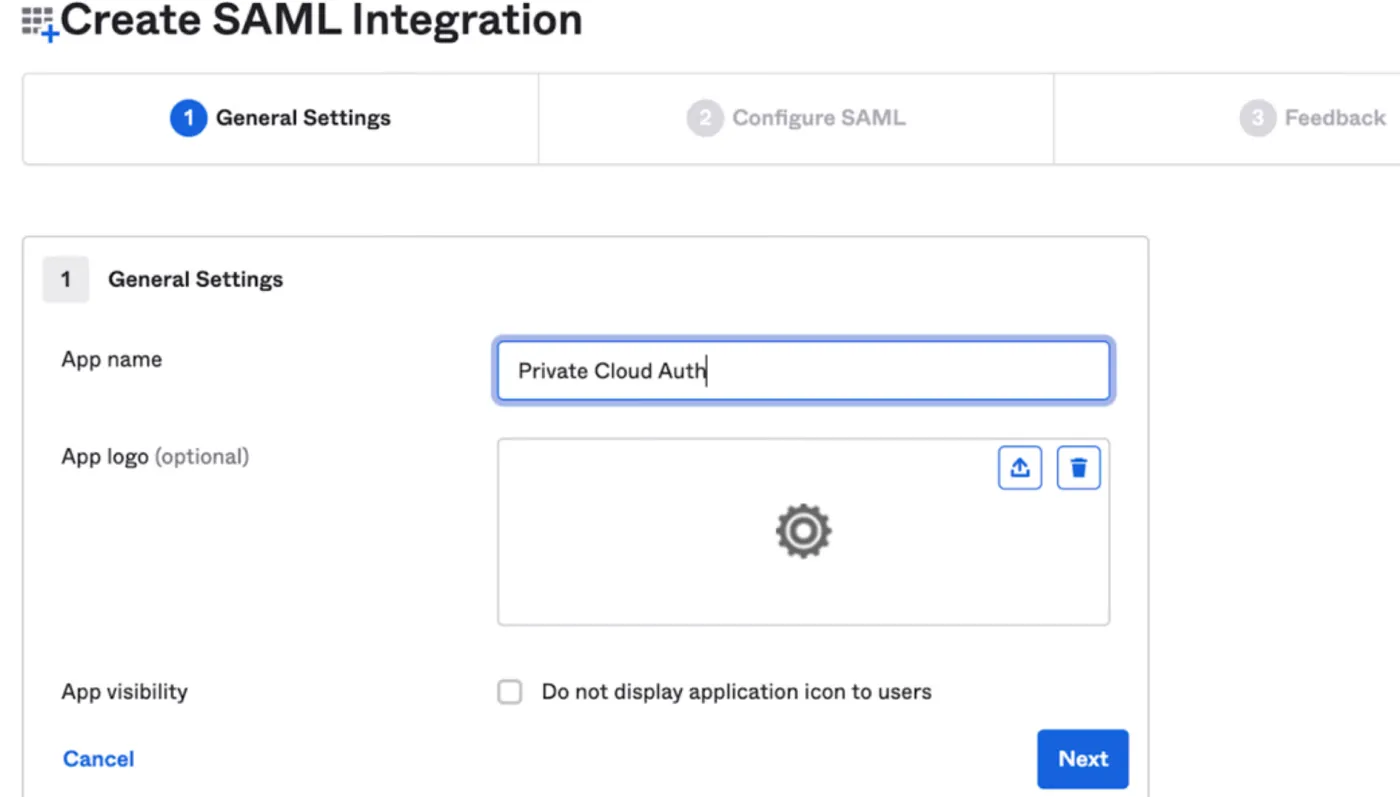 Name the SAML app integration